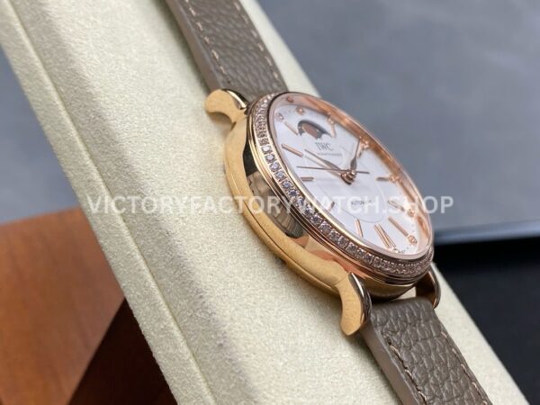 TW Factory IWC Portofino Midsize Automatic Moonphase IW659602 37.1mm Rose Gold Leather Strap Silver Dial ( (7) TW Factory IWC Portofino Midsize Automatic Moonphase IW659602 37.1mm Rose Gold Leather Strap Silver Dial