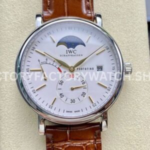 TWA Factory IWC Portofino Hand-Wound IW516401 45mm Gold Needle Steel Brown Leather Strap White Dial (1) TWA Factory IWC Portofino Hand-Wound IW516401 white dial brown leather strap