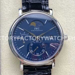 TWA Factory IWC Portofino Hand-Wound IW516405 45mm Silver Needle Steel Black Leather Strap Blue Dial (1) TWA Factory IWC Portofino Hand-Wound IW516405 blue dial black leather strap