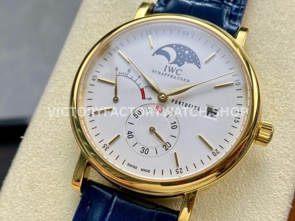 TWA Factory IWC Portofino Hand-Wound IW516409 45mm Gold Needle Gold Blue Leather Strap White Dial (3) TWA Factory IWC Portofino Hand-Wound IW516409 45mm Gold Needle Gold Blue Leather Strap White Dial