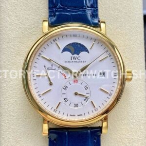 TWA Factory IWC Portofino Hand-Wound IW516409 45mm Gold Needle Gold Blue Leather Strap White Dial (9) TWA Factory IWC Portofino Hand-Wound IW516409 white dial blue leather strap