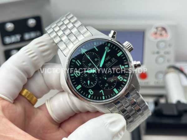 TWS Factory IWC Pilot Chronograph IW377701 43mm Full Steel Blue Arabic Numerals Black Dial (7) TWS Factory IWC Pilot Chronograph IW377701 43mm Full Steel Blue Arabic Numerals Black Dial