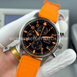 TWS Factory IWC Pilot Chronograph IW377730 41mm Orange Rubber Strap Orange Arabic Numerals Black Dial (2) TWS Factory IWC Pilot Chronograph IW377730 41mm Orange Rubber Strap Orange Arabic Numerals Black Dial