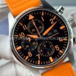 TWS Factory IWC Pilot Chronograph IW377730 41mm Orange Rubber Strap Orange Arabic Numerals Black Dial (6) TWS Factory IWC Pilot Chronograph IW377730 41mm Orange Rubber Strap Orange Arabic Numerals Black Dial