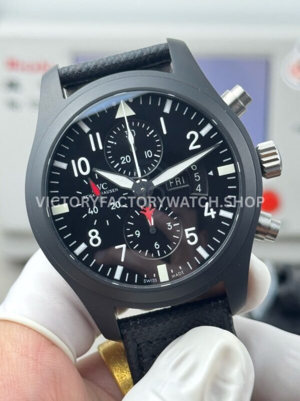 TWS Factory IWC Pilot Chronograph IW378901 44mm Ceramic Textile Strap Arabic Numerals Black Dial (4) TWS Factory IWC Pilot Chronograph IW378901 44mm Ceramic Textile Strap Arabic Numerals Black Dial