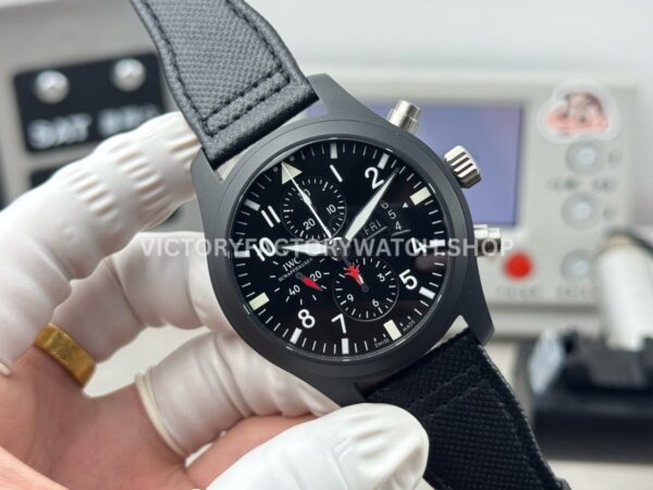 TWS Factory IWC Pilot Chronograph IW378901 44mm Ceramic Textile Strap Arabic Numerals Black Dial (6) TWS Factory IWC Pilot Chronograph IW378901 44mm Ceramic Textile Strap Arabic Numerals Black Dial