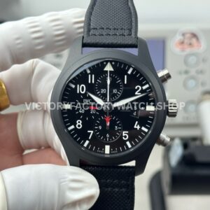 TWS Factory IWC Pilot Chronograph IW378901 44mm Ceramic Textile Strap Arabic Numerals Black Dial (7) TWS Factory IWC Pilot Chronograph IW378901 black dial ceramic textile strap