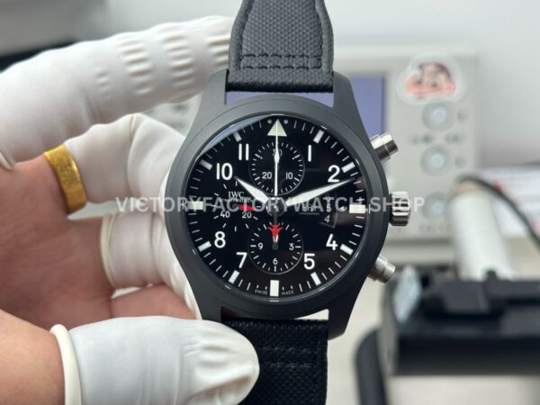 TWS Factory IWC Pilot Chronograph IW378901 44mm Ceramic Textile Strap Arabic Numerals Black Dial (7) TWS Factory IWC Pilot Chronograph IW378901 black dial ceramic textile strap