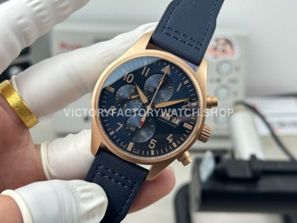 TWS Factory IWC Pilot Chronograph IW388109 41mm Bronze Blue Textile Strap Arabic Numerals Blue Dial (7) TWS Factory IWC Pilot Chronograph IW388109 41mm Bronze Blue Textile Strap Arabic Numerals Blue Dial