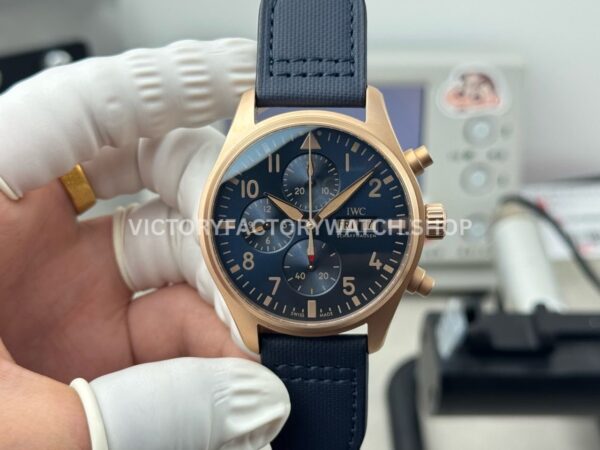 TWS Factory IWC Pilot Chronograph IW388109 41mm Bronze Blue Textile Strap Arabic Numerals Blue Dial (8) TWS Factory IWC Pilot Chronograph IW388109 bronze blue dial textile strap