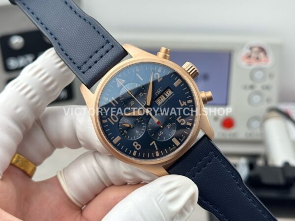 TWS Factory IWC Pilot Chronograph IW388109 41mm Bronze Blue Textile Strap Arabic Numerals Blue Dial (9) TWS Factory IWC Pilot Chronograph IW388109 41mm Bronze Blue Textile Strap Arabic Numerals Blue Dial