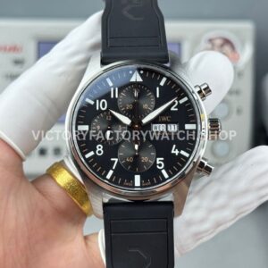 TWS Factory IWC Pilot Chronograph IW388111 41mm Rubber Strap Arabic Numerals Black Dial (1) TWS Factory IWC Pilot Chronograph IW388111 black dial rubber strap