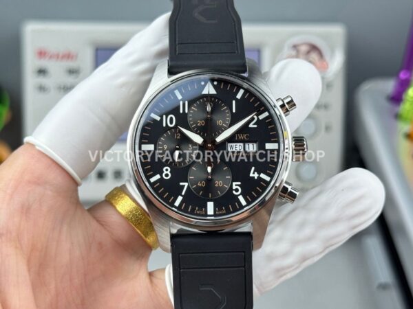 TWS Factory IWC Pilot Chronograph IW388111 41mm Rubber Strap Arabic Numerals Black Dial (1) TWS Factory IWC Pilot Chronograph IW388111 black dial rubber strap
