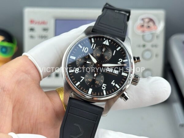 TWS Factory IWC Pilot Chronograph IW388111 41mm Rubber Strap Arabic Numerals Black Dial (4) TWS Factory IWC Pilot Chronograph IW388111 41mm Rubber Strap Arabic Numerals Black Dial