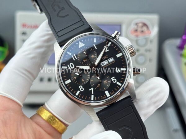 TWS Factory IWC Pilot Chronograph IW388111 41mm Rubber Strap Arabic Numerals Black Dial (9) TWS Factory IWC Pilot Chronograph IW388111 41mm Rubber Strap Arabic Numerals Black Dial