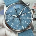 TWS Factory IWC Pilot Chronograph IW388117 41mm Light Blue Rubber Arabic Numerals Light Blue Dial (1) TWS Factory IWC Pilot Chronograph IW388117 41mm Light Blue Rubber Arabic Numerals Light Blue Dial
