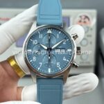 TWS Factory IWC Pilot Chronograph IW388117 41mm Light Blue Rubber Arabic Numerals Light Blue Dial (2) TWS Factory IWC Pilot Chronograph IW388117 light blue dial rubber strap