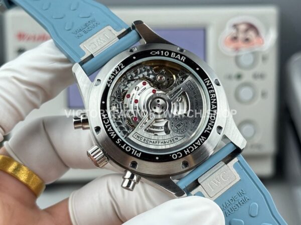 TWS Factory IWC Pilot Chronograph IW388117 41mm Light Blue Rubber Arabic Numerals Light Blue Dial (6) TWS Factory IWC Pilot Chronograph IW388117 41mm Light Blue Rubber Arabic Numerals Light Blue Dial