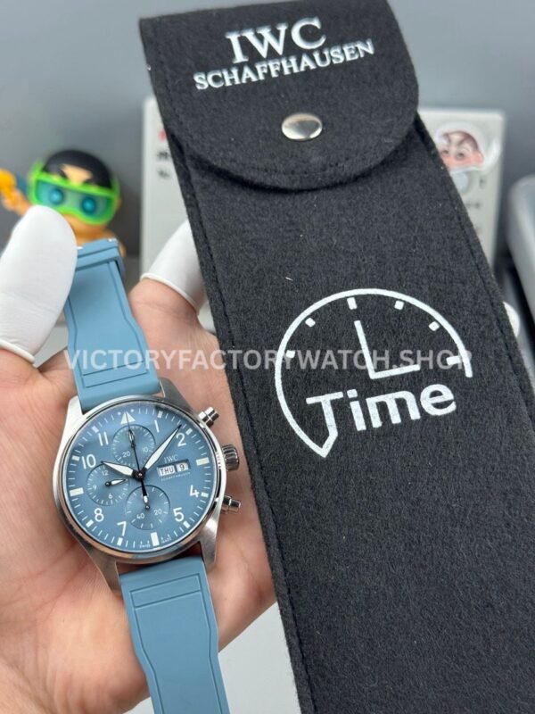 TWS Factory IWC Pilot Chronograph IW388117 41mm Light Blue Rubber Arabic Numerals Light Blue Dial (7) TWS Factory IWC Pilot Chronograph IW388117 41mm Light Blue Rubber Arabic Numerals Light Blue Dial