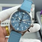 TWS Factory IWC Pilot Chronograph IW388117 41mm Light Blue Rubber Arabic Numerals Light Blue Dial (9) TWS Factory IWC Pilot Chronograph IW388117 41mm Light Blue Rubber Arabic Numerals Light Blue Dial