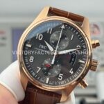 TWS Factory IWC Pilot Chronograph Spitfire IW387803 43mm Rose Gold Brown Leather Strap Arabic Numerals Grey Dial (1) TWS Factory IWC Pilot Chronograph Spitfire IW387803 43mm Rose Gold Brown Leather Strap Arabic Numerals Grey Dial