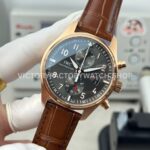 TWS Factory IWC Pilot Chronograph Spitfire IW387803 43mm Rose Gold Brown Leather Strap Arabic Numerals Grey Dial (3) TWS Factory IWC Pilot Chronograph Spitfire IW387803 43mm Rose Gold Brown Leather Strap Arabic Numerals Grey Dial