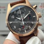 TWS Factory IWC Pilot Chronograph Spitfire IW387803 43mm Rose Gold Brown Leather Strap Arabic Numerals Grey Dial (4) TWS Factory IWC Pilot Chronograph Spitfire IW387803 43mm Rose Gold Brown Leather Strap Arabic Numerals Grey Dial