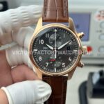 TWS Factory IWC Pilot Chronograph Spitfire IW387803 43mm Rose Gold Brown Leather Strap Arabic Numerals Grey Dial (5) TWS Factory IWC Spitfire IW387803 grey dial rose gold leather strap