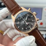 TWS Factory IWC Pilot Chronograph Spitfire IW387803 43mm Rose Gold Brown Leather Strap Arabic Numerals Grey Dial (6) TWS Factory IWC Pilot Chronograph Spitfire IW387803 43mm Rose Gold Brown Leather Strap Arabic Numerals Grey Dial