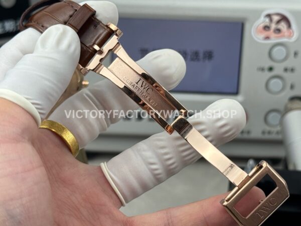 TWS Factory IWC Pilot Chronograph Spitfire IW387803 43mm Rose Gold Brown Leather Strap Arabic Numerals Grey Dial (8) TWS Factory IWC Pilot Chronograph Spitfire IW387803 43mm Rose Gold Brown Leather Strap Arabic Numerals Grey Dial