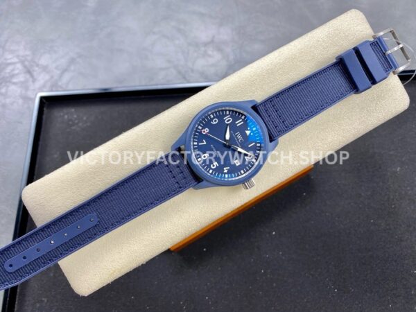 V7 Factory IWC Pilot Laureus Sport IW328101 41mm Blue Ceramic Textile Strap Arabic Numerals Blue Dial (3) V7 Factory IWC Pilot Laureus Sport IW328101 41mm Blue Ceramic Textile Strap Arabic Numerals Blue Dial