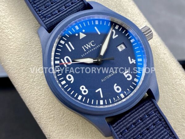 V7 Factory IWC Pilot Laureus Sport IW328101 41mm Blue Ceramic Textile Strap Arabic Numerals Blue Dial (5) V7 Factory IWC Pilot Laureus Sport IW328101 41mm Blue Ceramic Textile Strap Arabic Numerals Blue Dial