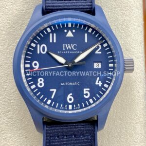 V7 Factory IWC Pilot Laureus Sport IW328101 41mm Blue Ceramic Textile Strap Arabic Numerals Blue Dial (6) V7 Factory IWC Pilot Laureus IW328101 blue ceramic blue dial