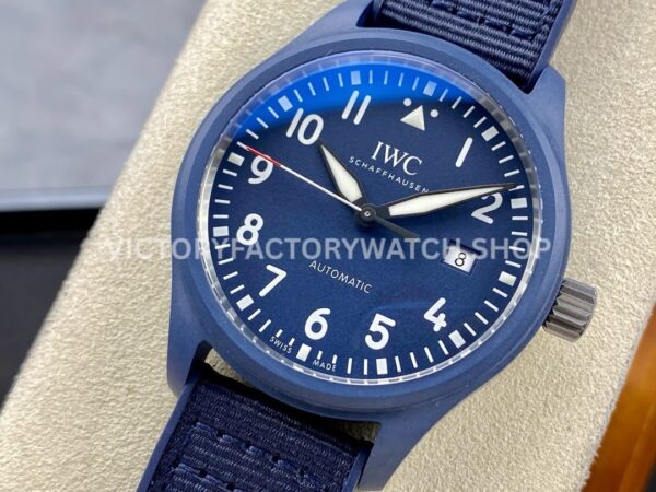 V7 Factory IWC Pilot Laureus Sport IW328101 41mm Blue Ceramic Textile Strap Arabic Numerals Blue Dial (7) V7 Factory IWC Pilot Laureus Sport IW328101 41mm Blue Ceramic Textile Strap Arabic Numerals Blue Dial