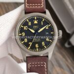 V7 Factory IWC Pilot Mark XVIII Heritage IW327006 40mm Titanium Leather Strap Arabic Numerals Black Dial (5) V7 Factory IWC Pilot Mark XVIII IW327006 titanium black dial leather strap