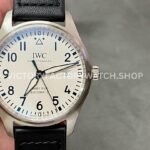 V7 Factory IWC Pilot Mark XVIII IW327012 40mm Steel Leather Strap Arabic Numerals White Dial (8) V7 Factory IWC Pilot Mark XVIII IW327012 white dial black leather strap