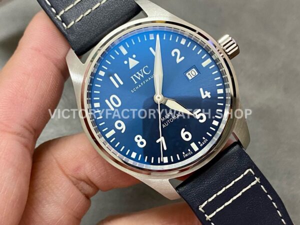 V7 Factory IWC Pilot Mark XX IW328203 40mm Steel Leather Strap Arabic Numerals Blue Dial (6) V7 Factory IWC Pilot Mark XX IW328203 40mm Steel Blue Leather Strap Arabic Numerals Blue Dial