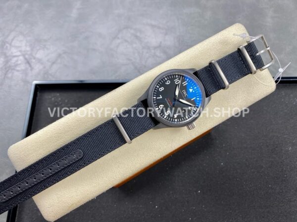 V7 Factory IWC Pilot Top Gun IW326901 41mm Ceramic Textile Strap Arabic Numerals Blue Dial (5) V7 Factory IWC Pilot Top Gun IW326901 41mm Ceramic Textile Strap Arabic Numerals Blue Dial