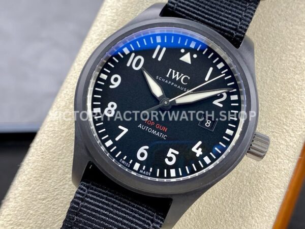 V7 Factory IWC Pilot Top Gun IW326901 41mm Ceramic Textile Strap Arabic Numerals Blue Dial (6) V7 Factory IWC Pilot Top Gun IW326901 41mm Ceramic Textile Strap Arabic Numerals Blue Dial