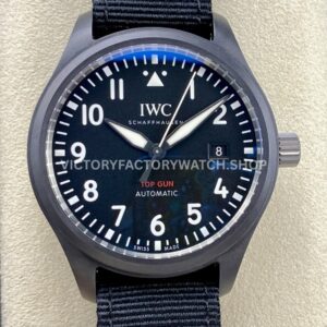 V7 Factory IWC Pilot Top Gun IW326901 41mm Ceramic Textile Strap Arabic Numerals Blue Dial (8) V7 Factory IWC Pilot Top Gun IW326901 blue dial ceramic textile strap