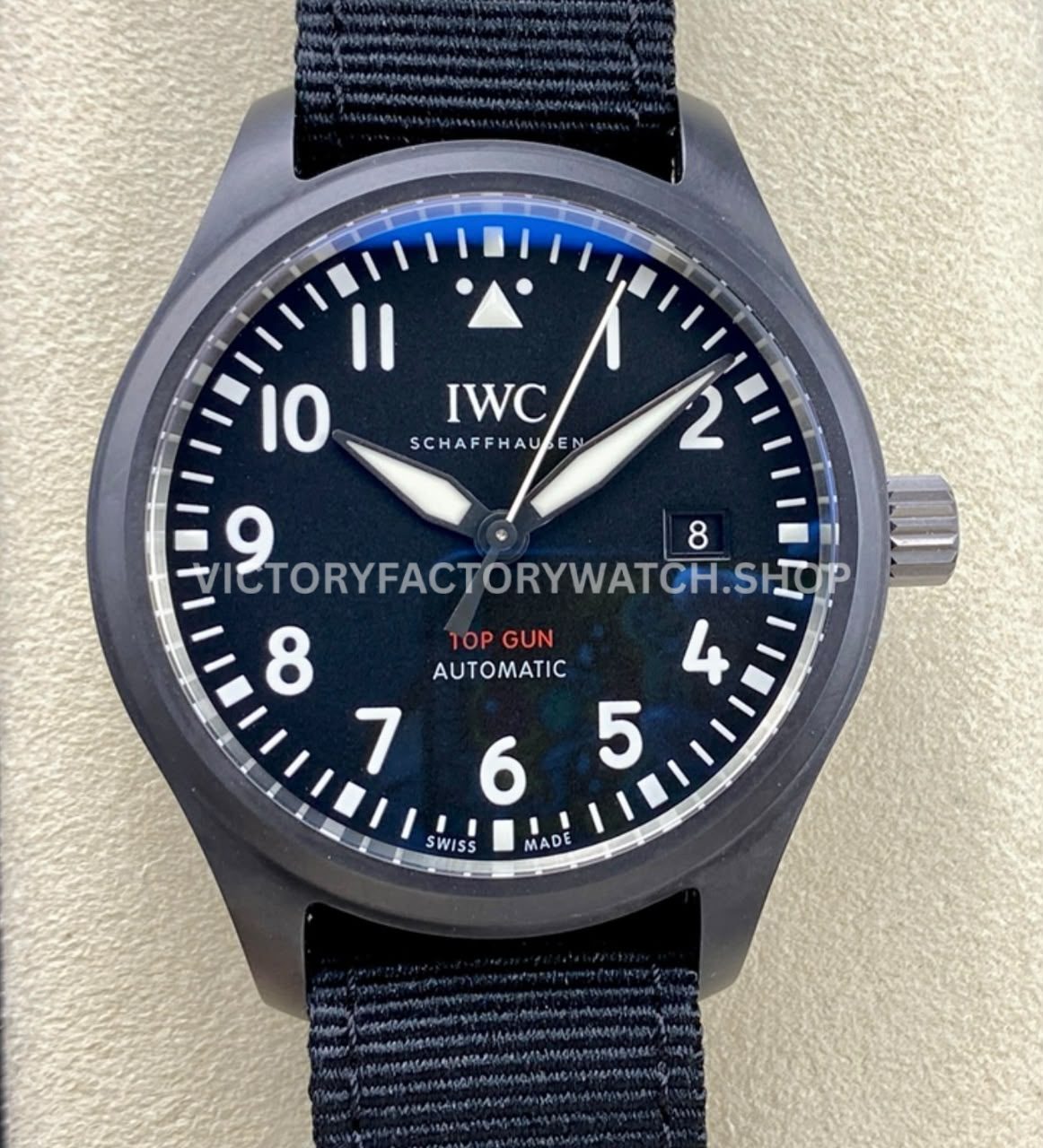 V7 Factory IWC Pilot Top Gun IW326901 blue dial ceramic textile strap