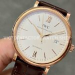 V7 Factory IWC Portofino Automatic IW356302 40mm Rose Gold Brown Leather Strap Roman Numerals White Dial (1) V7 Factory IWC Portofino Automatic IW356302 40mm Rose Gold Brown Leather Strap Roman Numerals White Dial