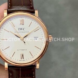 V7 Factory IWC Portofino Automatic IW356302 40mm Rose Gold Brown Leather Strap Roman Numerals White Dial (4) V7 Factory IWC Portofino IW356302 white dial brown leather strap