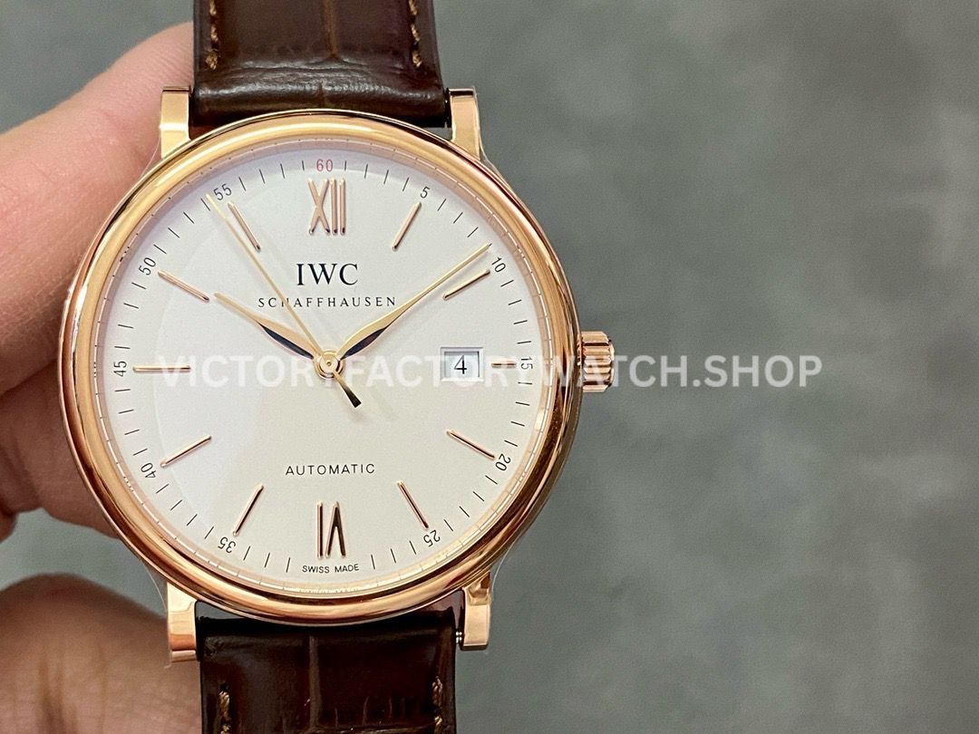 V7 Factory IWC Portofino IW356302 white dial brown leather strap