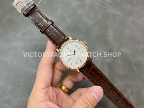 V7 Factory IWC Portofino Automatic IW356302 40mm Rose Gold Brown Leather Strap Roman Numerals White Dial (6) V7 Factory IWC Portofino Automatic IW356302 40mm Rose Gold Brown Leather Strap Roman Numerals White Dial