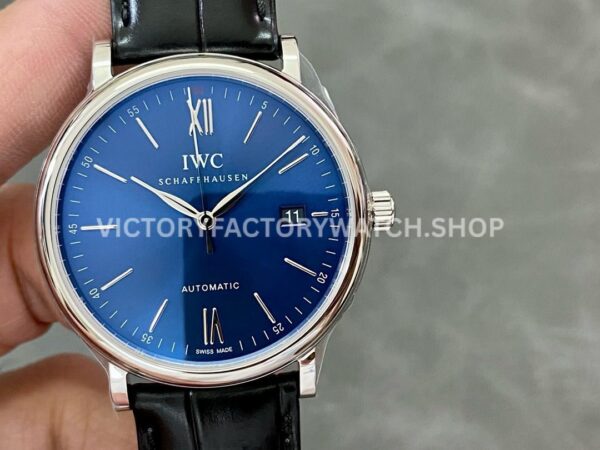 V7 Factory IWC Portofino Automatic IW356512 40mm White Gold Leather Strap Roman Numerals Blue Dial (4) V7 Factory IWC Portofino IW356512 blue dial leather strap