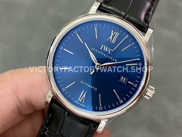 V7 Factory IWC Portofino Automatic IW356512 40mm White Gold Leather Strap Roman Numerals Blue Dial (5) V7 Factory IWC Portofino Automatic IW356512 40mm White Gold Leather Strap Roman Numerals Blue Dial
