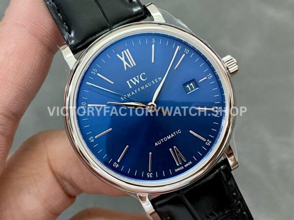 V7 Factory IWC Portofino Automatic IW356512 40mm White Gold Leather Strap Roman Numerals Blue Dial (7) V7 Factory IWC Portofino Automatic IW356512 40mm White Gold Leather Strap Roman Numerals Blue Dial