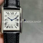 DR Factory Cartier Tank Louis WSTA0042 22mm Steel Black Leather Strap Roman numerals Silver Dial DR Factory Cartier Tank Louis WSTA0042 silver dial black leather strap
