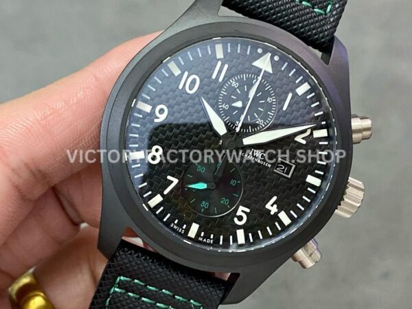 YL Factory IWC Pilot IW389005 44.5mm Ceramic Textile Strap Arabic Numerals Black Dial (3) YL Factory IWC Pilot IW389005 44.5mm Ceramic Textile Strap Arabic Numerals Black Dial